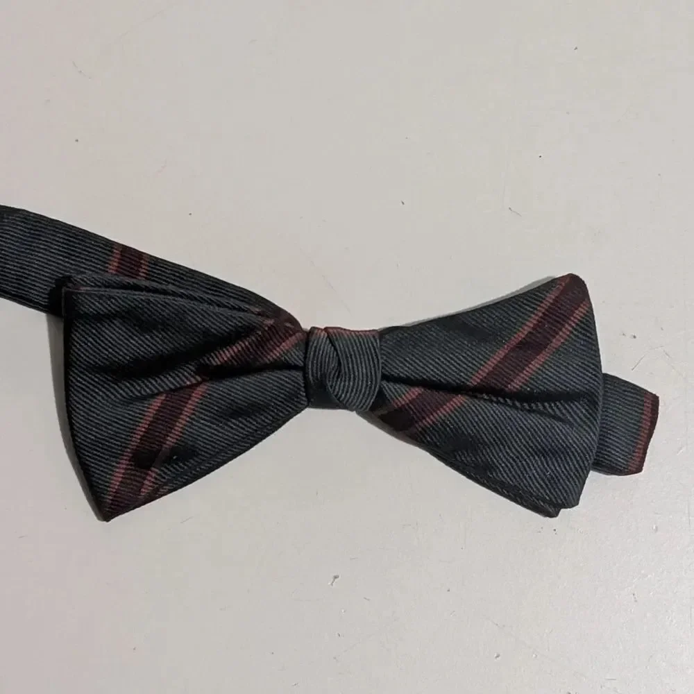 All Silk Adjustable Stripe Bow Tie Bowtie
